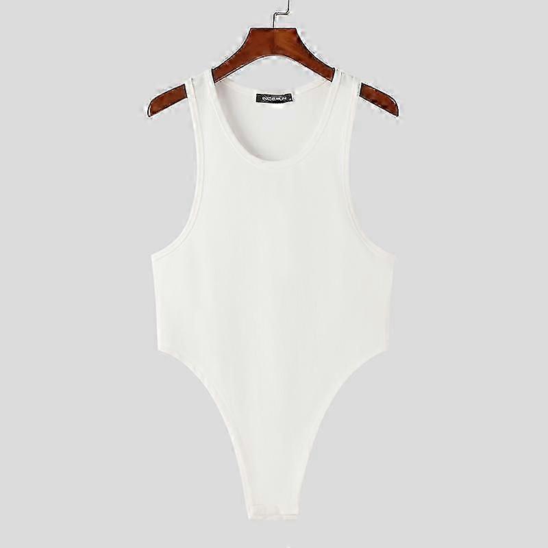 Summer Men Solid Color Sleeveless Tank Jumpsuits