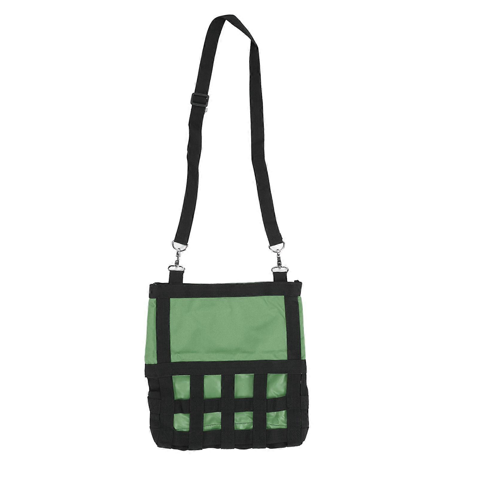 Small Pet Hay Feeder Bag Hanging Guinea Pig Hay Feeding Storage for Chinchilla Hamster ChipmunkGreen (With Shoulder Strap)