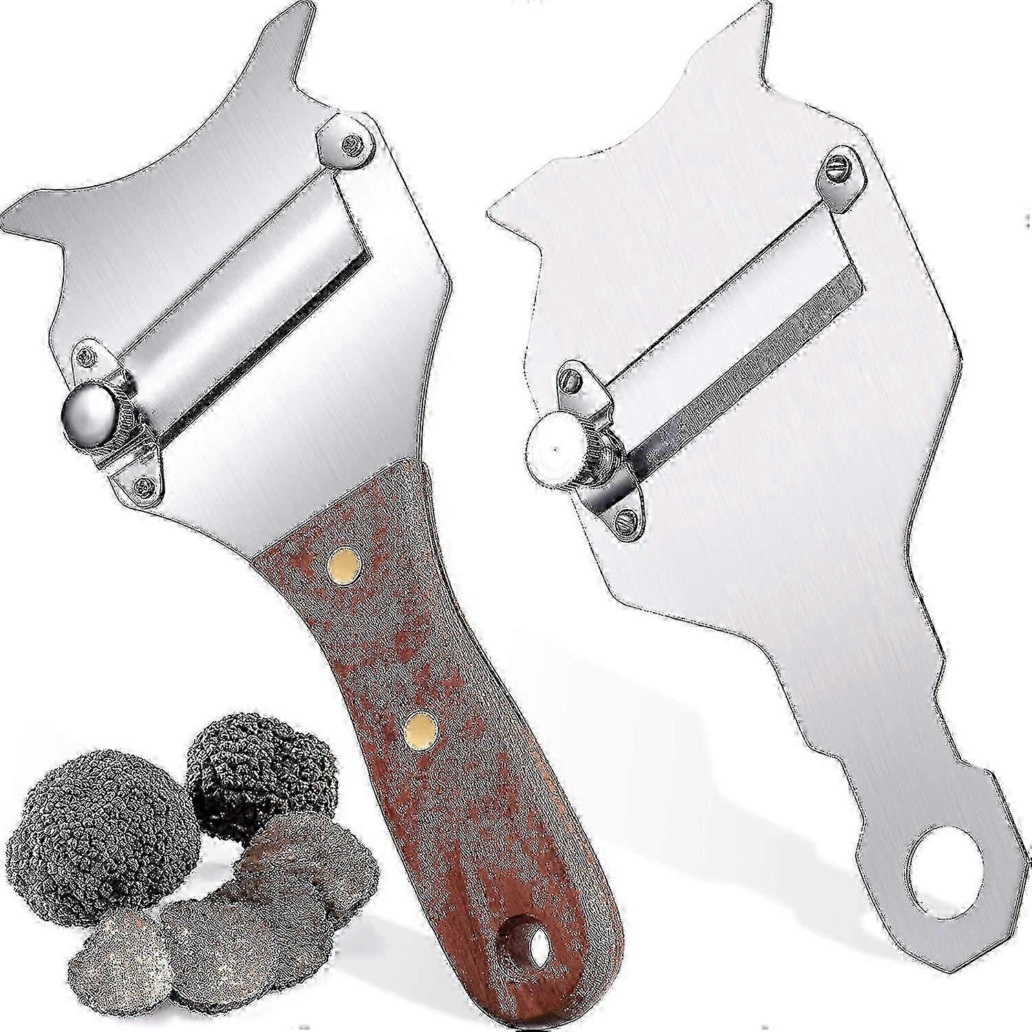 2 Pieces Adjustable Blade Truffle Slicer with Rosewood Handle Stainless Steel Cutter for Cheese and Chocolate