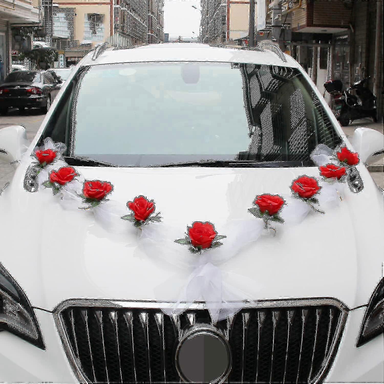 Flower Plate Ribbon Bows Set for Wedding Cars of All Models