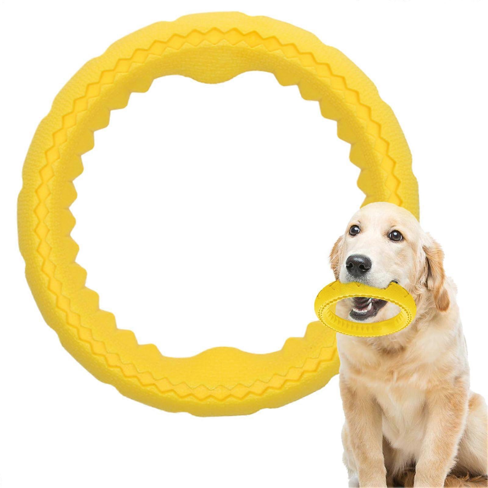 Dog Toy Ring, Soft Rubber for Dogs, Interactive Chew Toy for Teething, Biting, and Hunting, Yellow