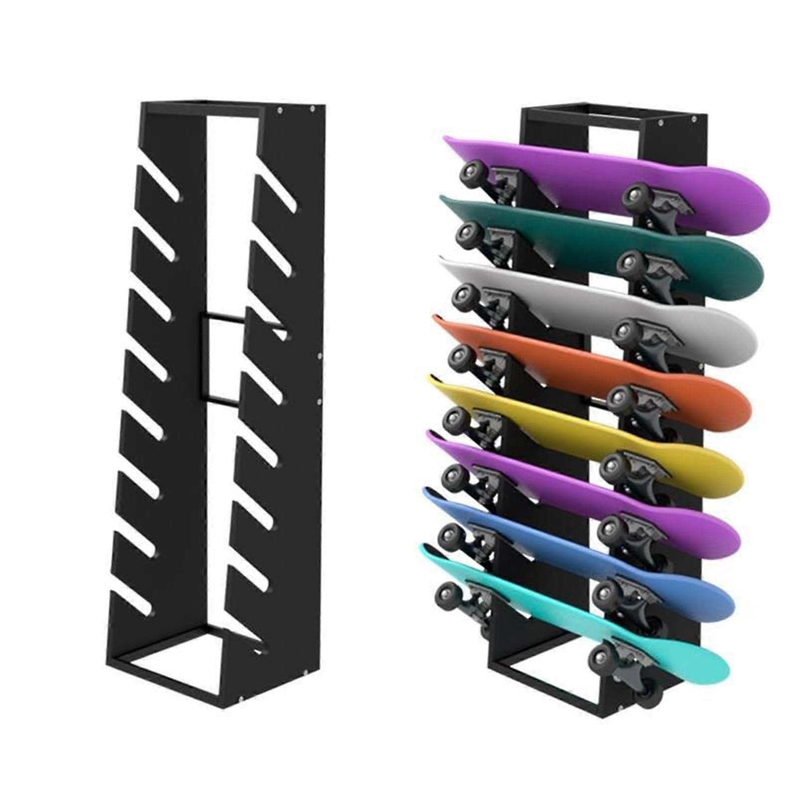 Snowboard Storage Rack 8Layer Wooden Display Stand for FloorMounted Boards 120X33X32CM Black