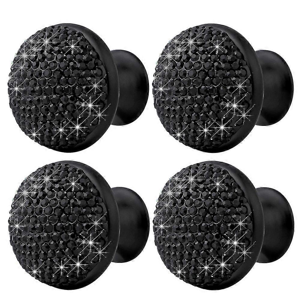 Black Shining Rhinestone Mushroom Shape Drawer Knobs for Home Use 4pcs Aluminum Alloy Creative Pull