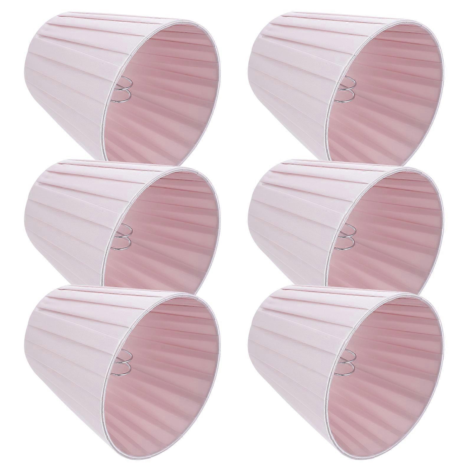 Nordic Style Cloth Art Lampshade for Home in Pink with Durable Iron Frame 6 Pieces