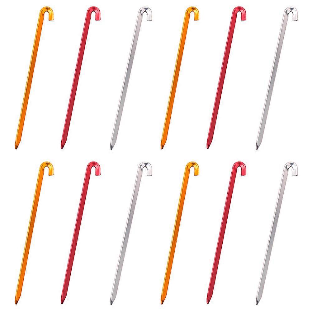 Camping Tent Pegs Sturdy and Durable Aluminium Alloy for Outdoor Use Assorted Color 12pcs