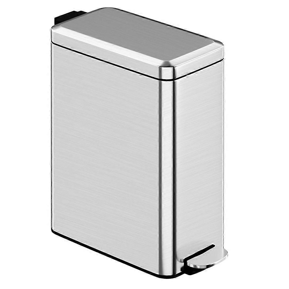 Pedal Operation Trash Can Stainless Steel Rectangular Simple Design Office Use 30.3X14X37.3CM Waterproof 1Set