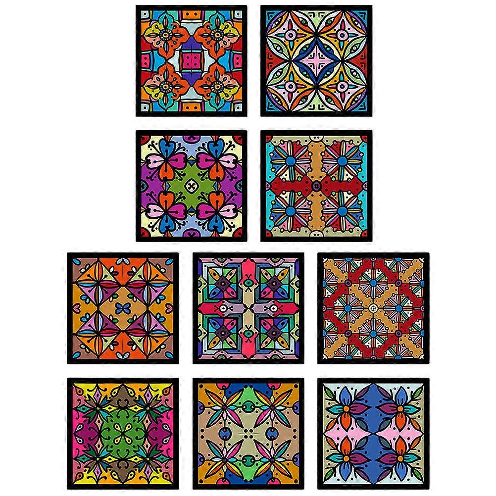 Removable Backsplash For Kitchen Tile Stickers Kitchen Square Shape Vintage Style 10x10cm Easy To Clean 10Pcs