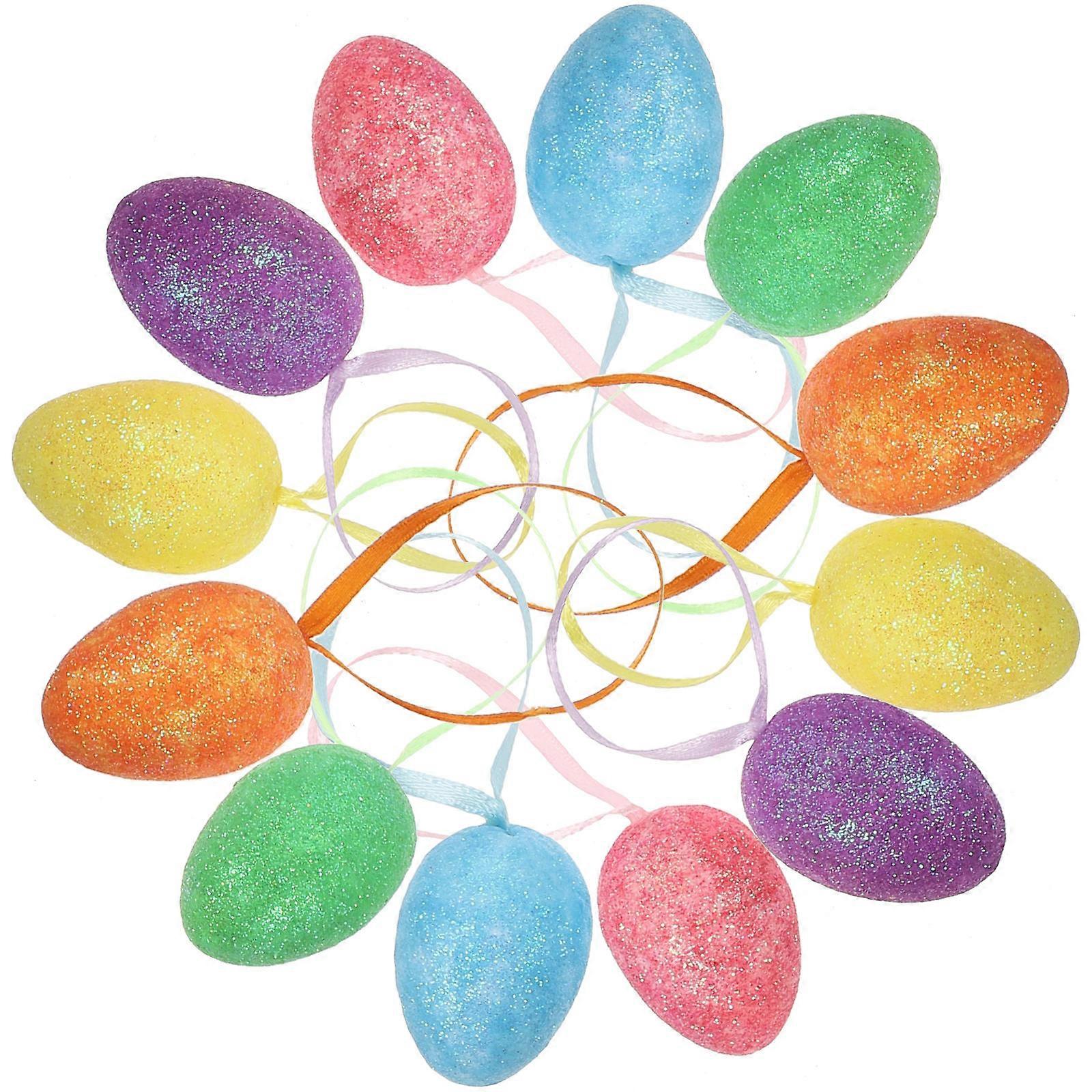 Creative Eggs Decor Filler Hanging Easter Eggs Assorted Decors 12Pcs