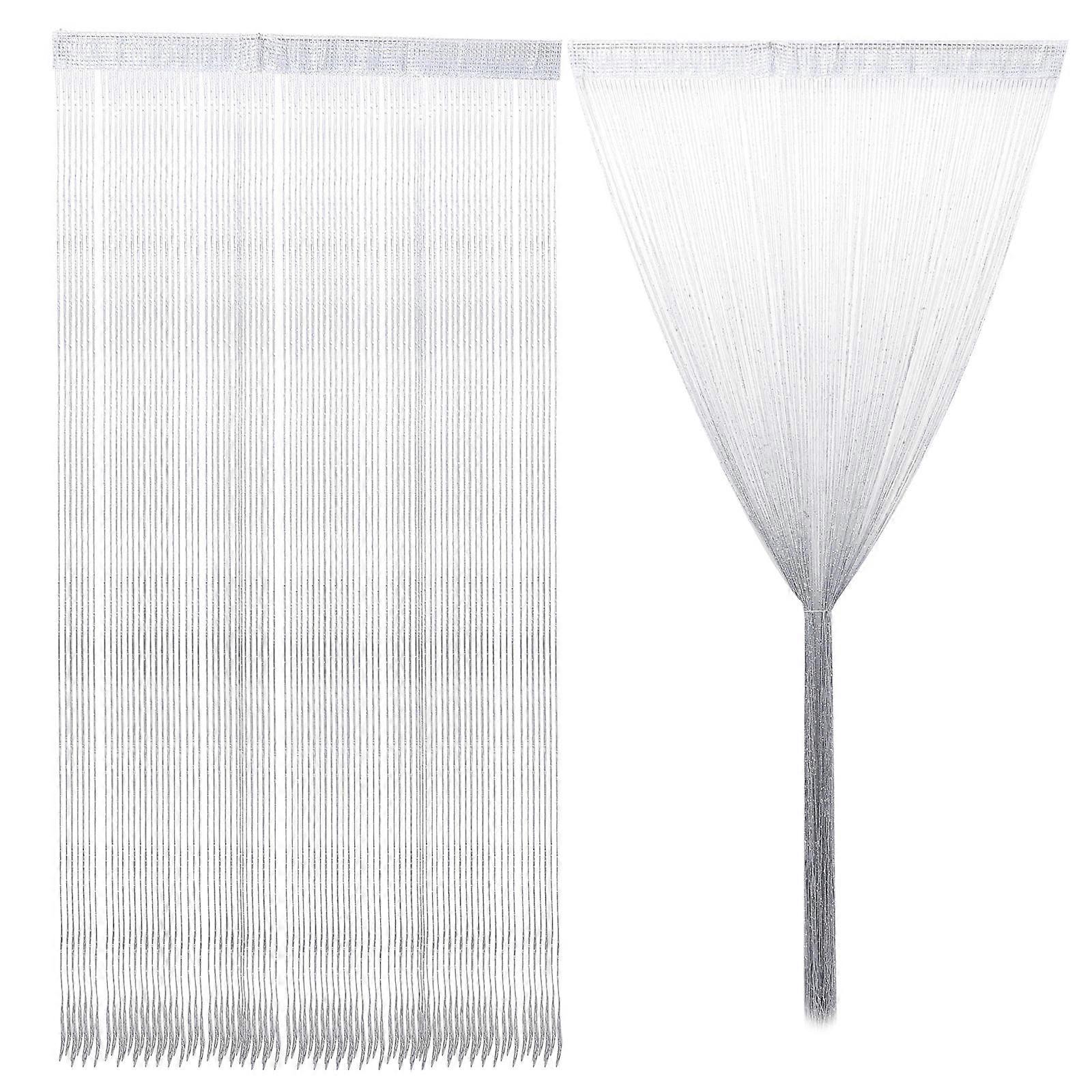 Doorway Curtains Tassel Partition for Window Wall 2Pcs Grey Polyester 78.60X39.30X0.08in