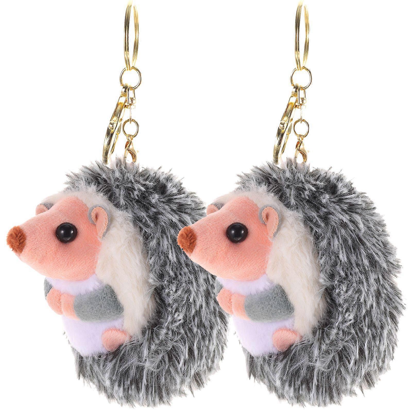 2Pcs Stuffed Hedgehog Keychains Plush Hedgehog Keychains Cartoon Hedgehog Keychain Decors