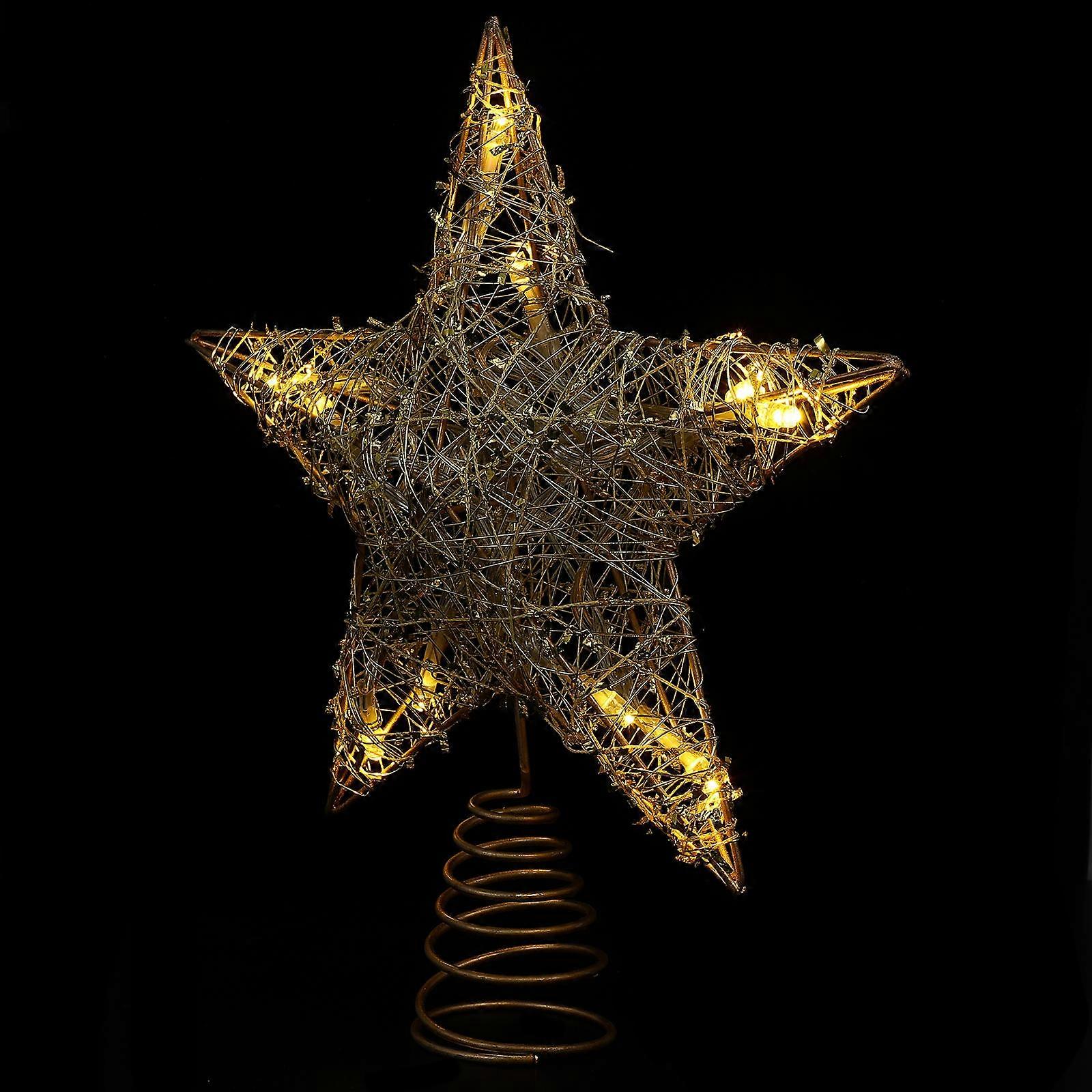 Star Tree Topper Christmas Decorative Lighting For Home Party Golden 26x20cm 1Set