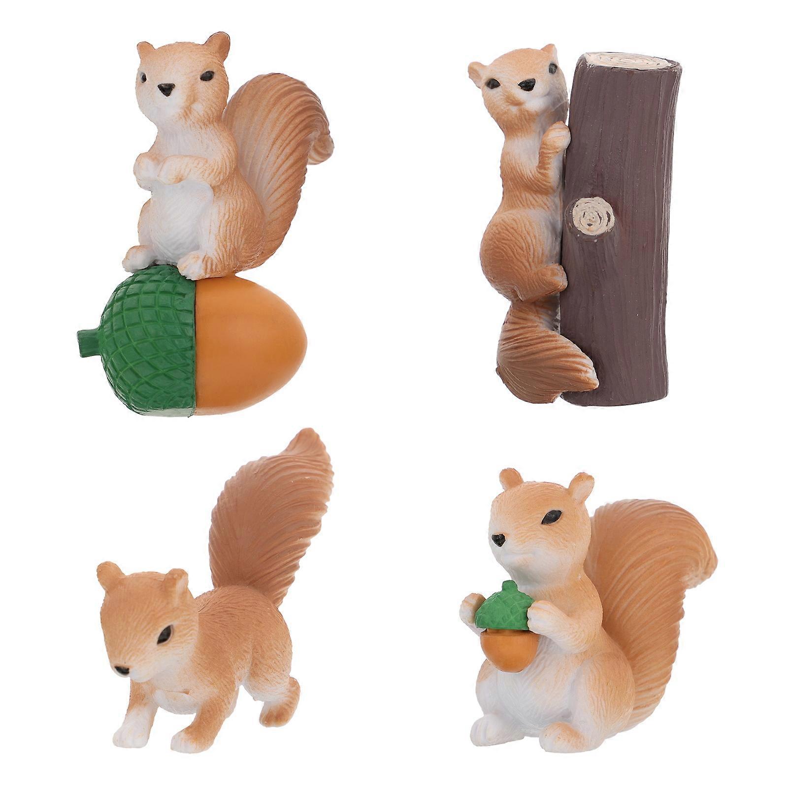 Squirrel Figures Squirrel Shape Home Decoration Imaginative Fun 6x4.5cm 4Pcs