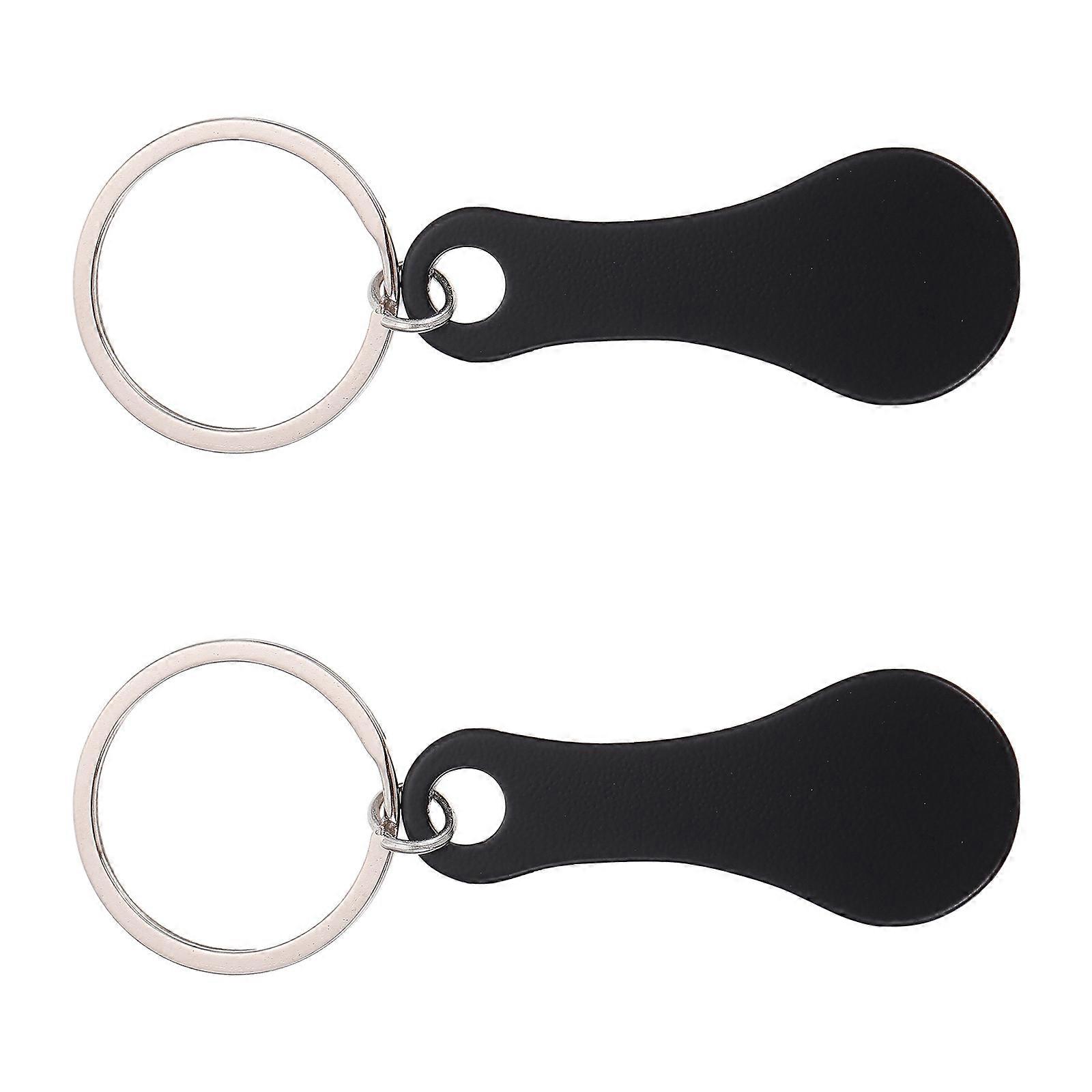 Shopping Trolley Token Keychain Portable Stainless Steel Round Daily Use Adults 2Pcs