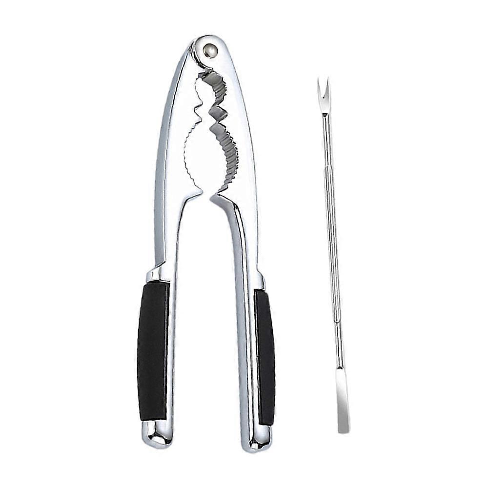 Efficient Crab Tong Handheld Crab Clip Zinc Alloy Black for Easy Nut and Crab Opening 2Pcs