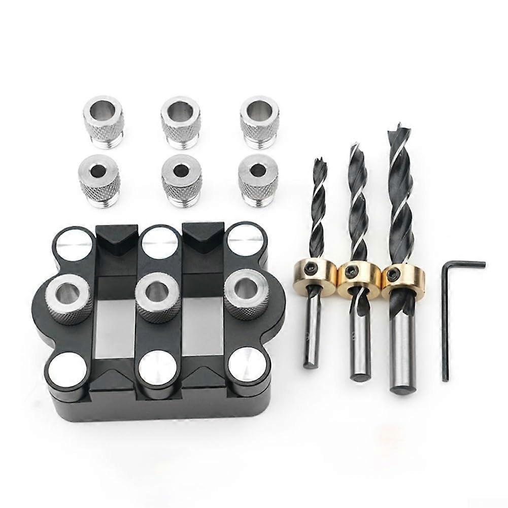 Selfcentering drill jig with clamping range from 13 to 32 mm for all your woodworking needs (black).