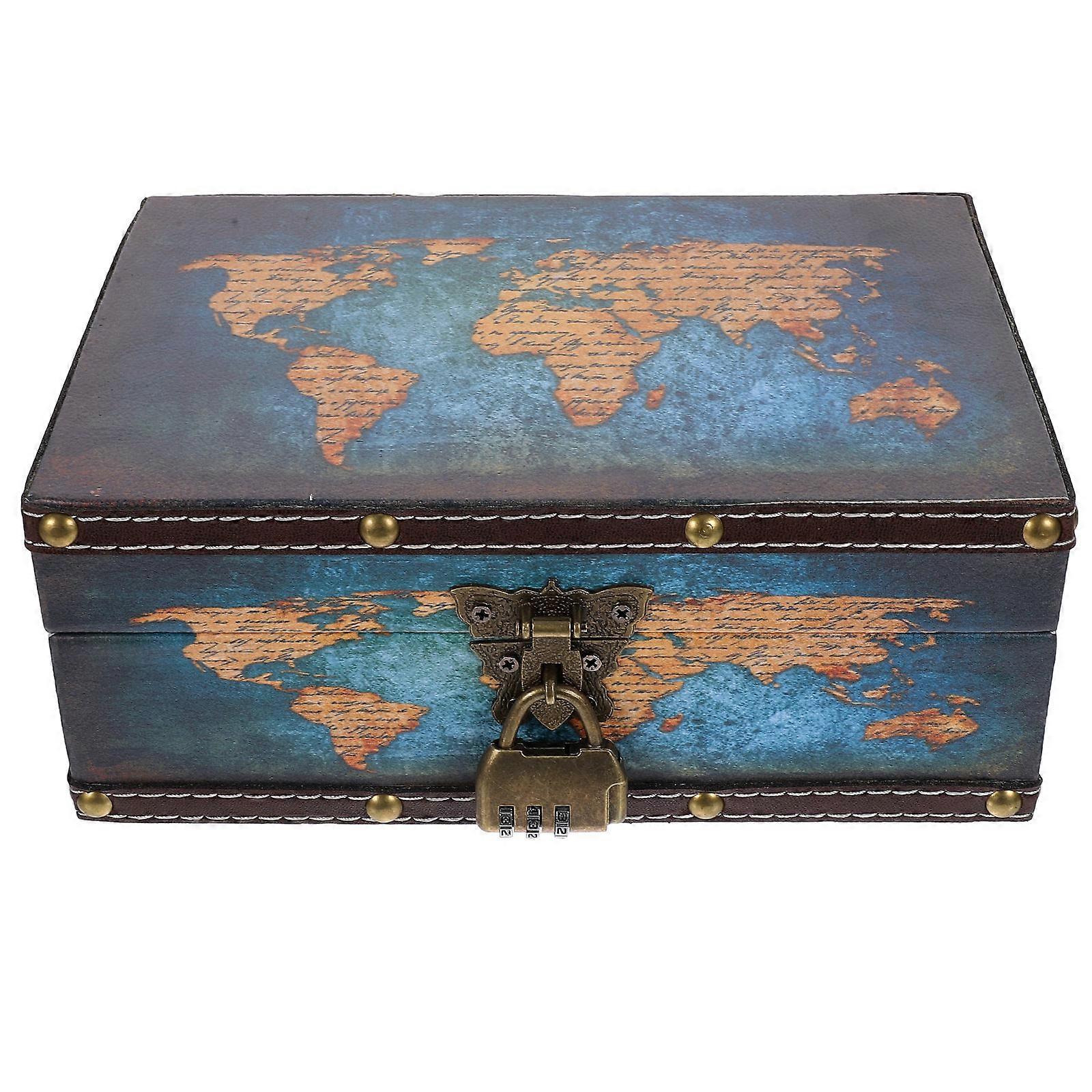 Retro Wooden Treasure Box with Lock, Dustproof Storage Chest for Jewelry, Photos, Coins, and Keepsakes, Vintage Style Organizer for Home and Dormitory