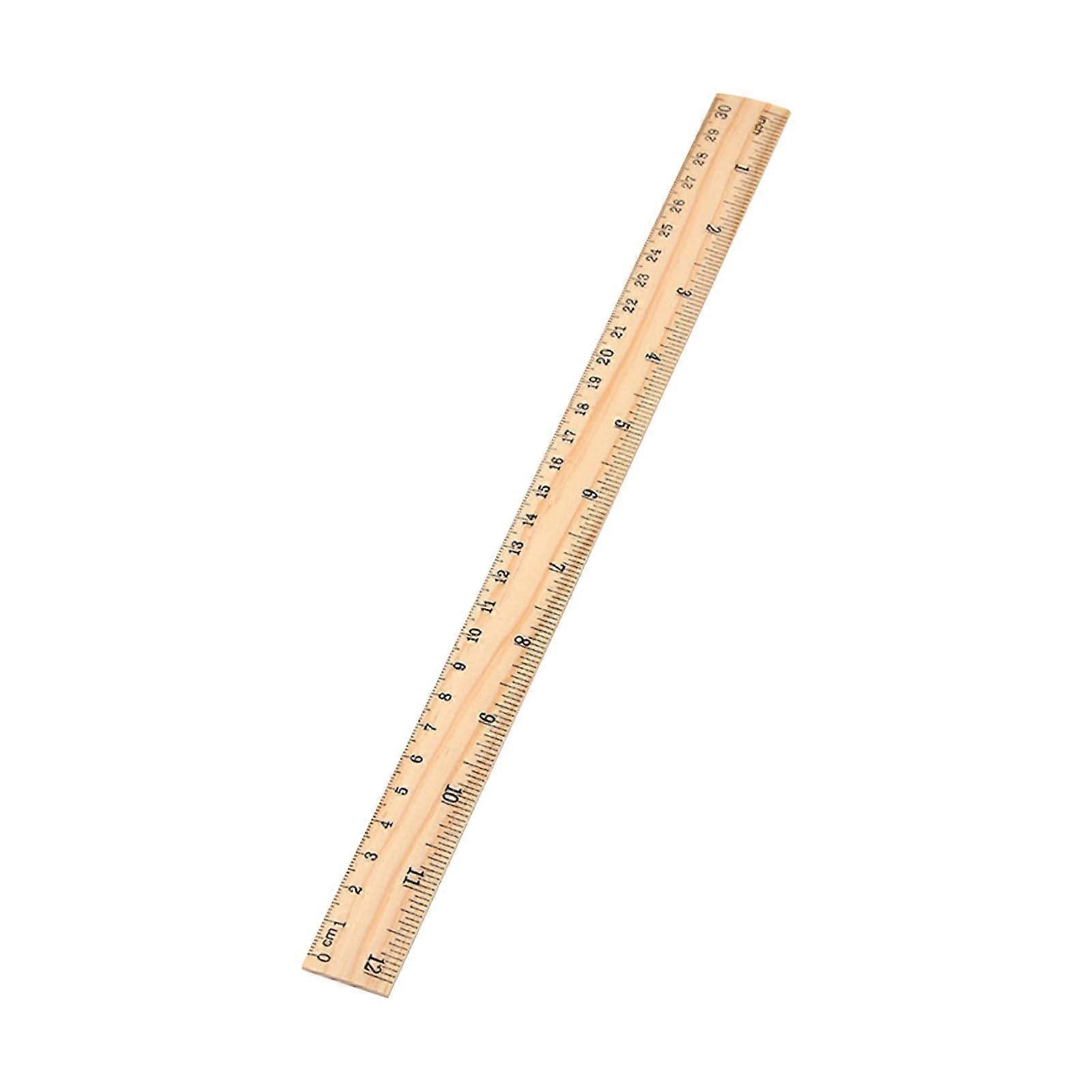Wooden Ruler 15/20/30cm Double Scale for Students Aluminum Dipstick Learning Stationery One Size C