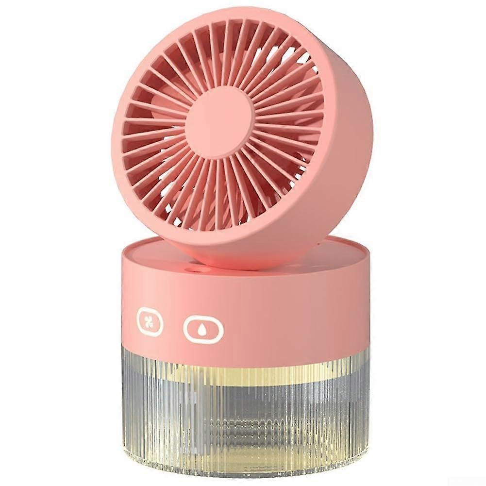 Mini Fan Portable Air Conditioner 350ml Humidifier Desktop USB Cooling Fan with LED Night Light Pink Color