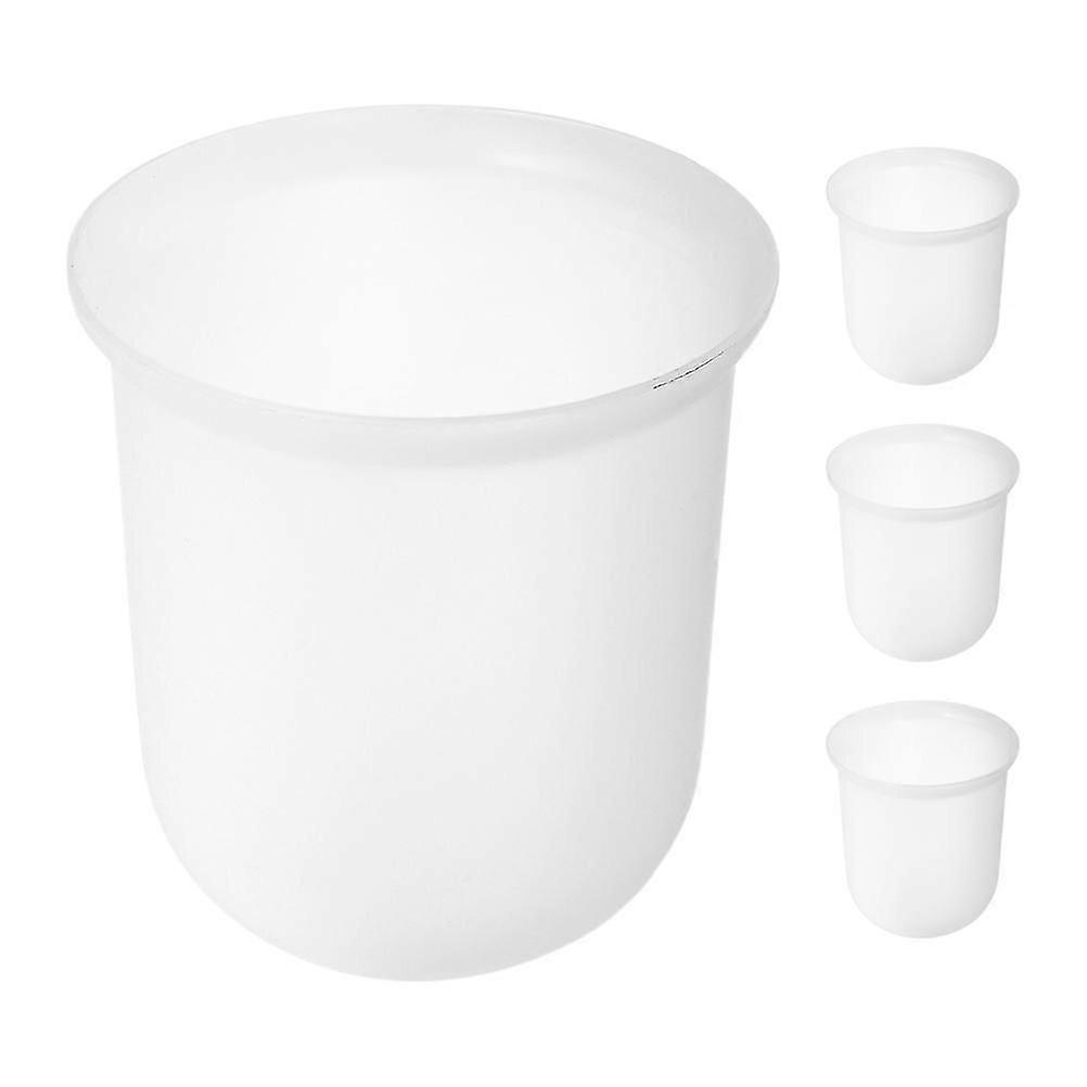 فرشاة المرحاض قاعدة الكرة تصميم مضغوط فرشاة تنظيف المرحاض للحمام للمستخدمين المنزليين بلاستيك أبيض 4 قطع