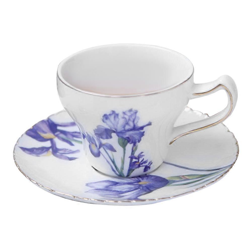 Cups And Saucers For Afternoon Tea Home Use Ceramic Coffee Cups Set Purple Round Versatile Beverages 1Set