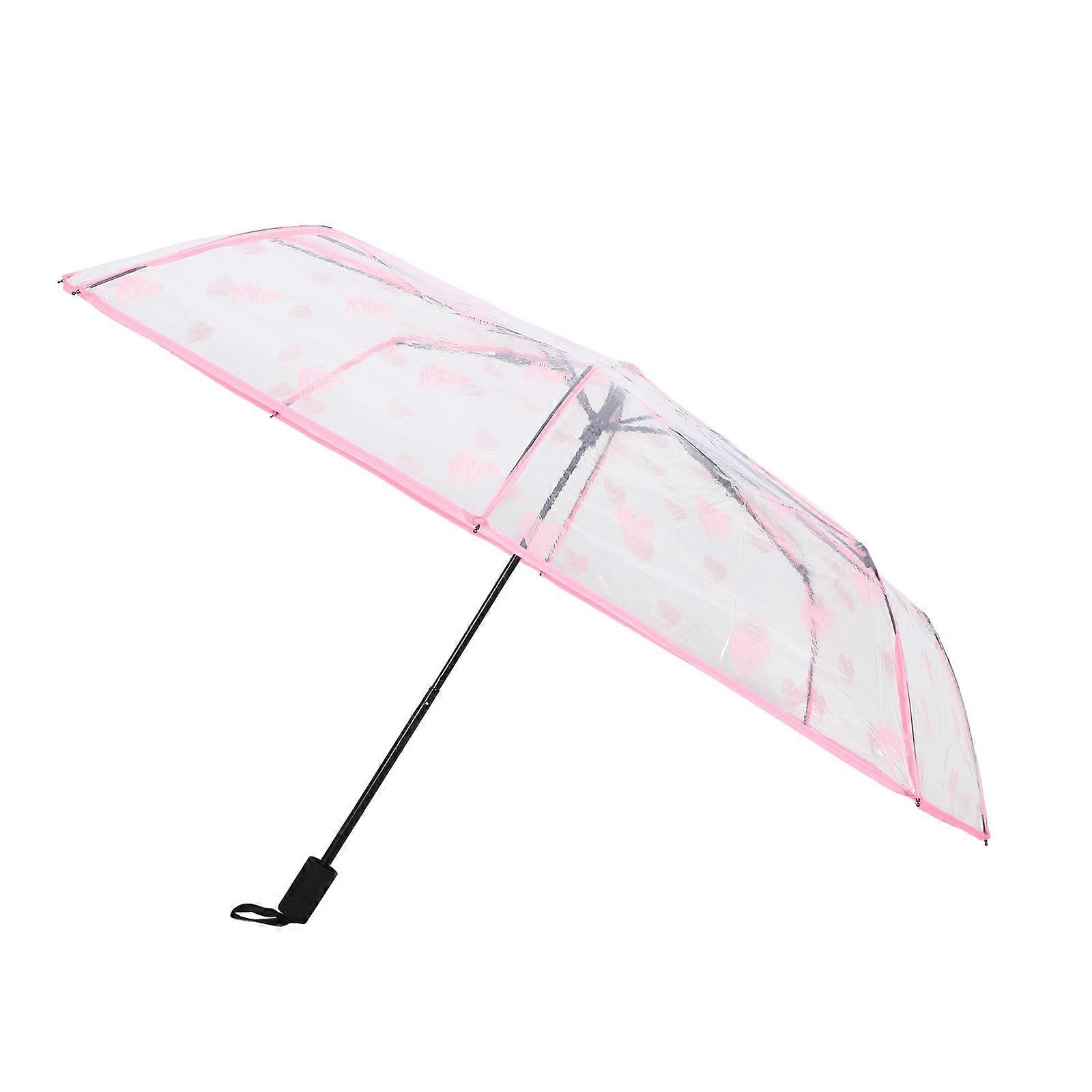 Clear Plastic Umbrella For Rain Outdoor Use Compact Folding Pattern Portable 1Set