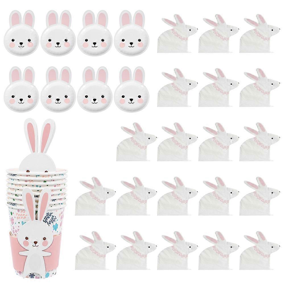 Easter Party Set Pink White Rabbit Shaped Kit 1Set