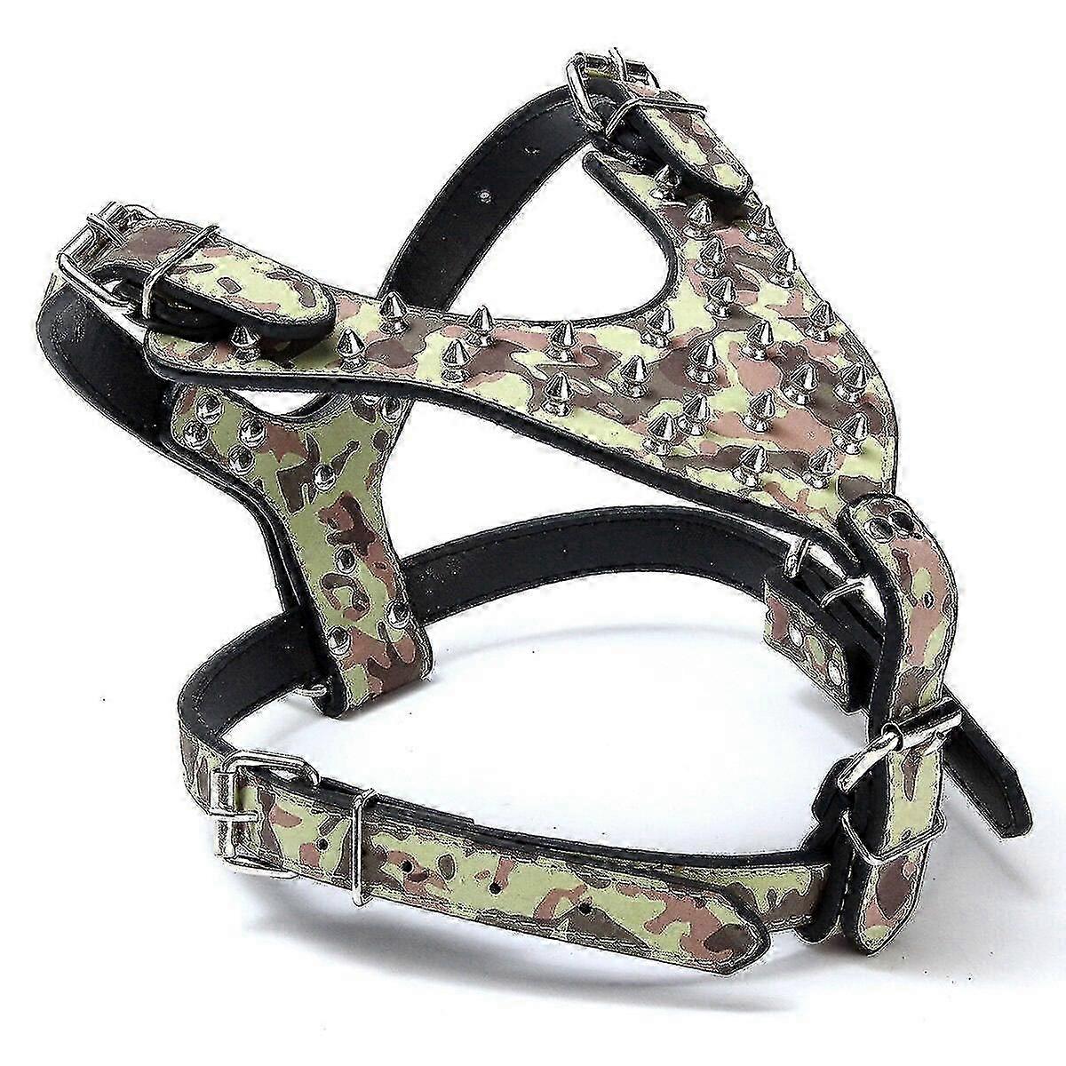 Leather Dog Harness Collar Leash Set Spiked Studded Staffy For Pet Security