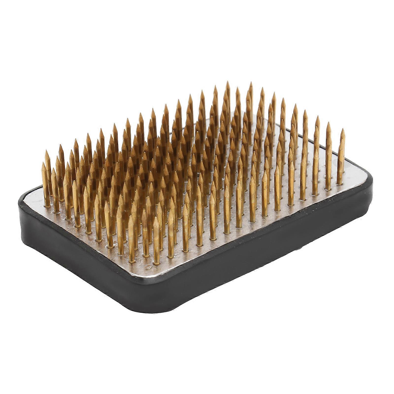 Golden Copper Flower Arranging Needle Holder with Sturdy Needles and Nonslip Rubber Base for Creating Square Shape Art