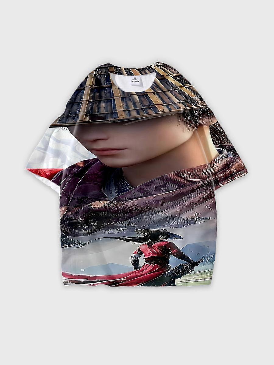 T-shirt round neck Character Pattern loose short sleeve P1375