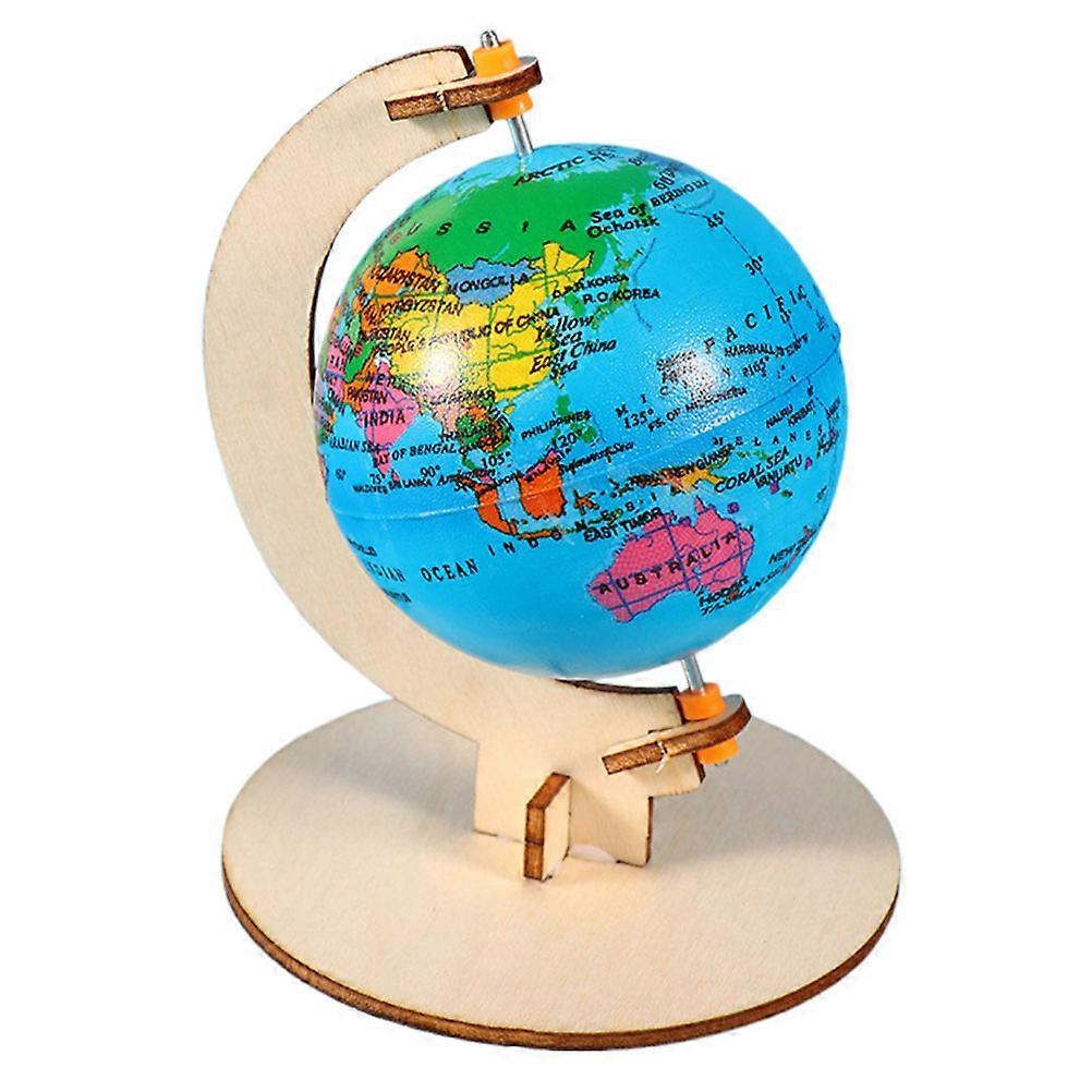 Handcrafted Educational Globe for Kids Made of Wood Rotating Stand for Teaching 4.3 Inches