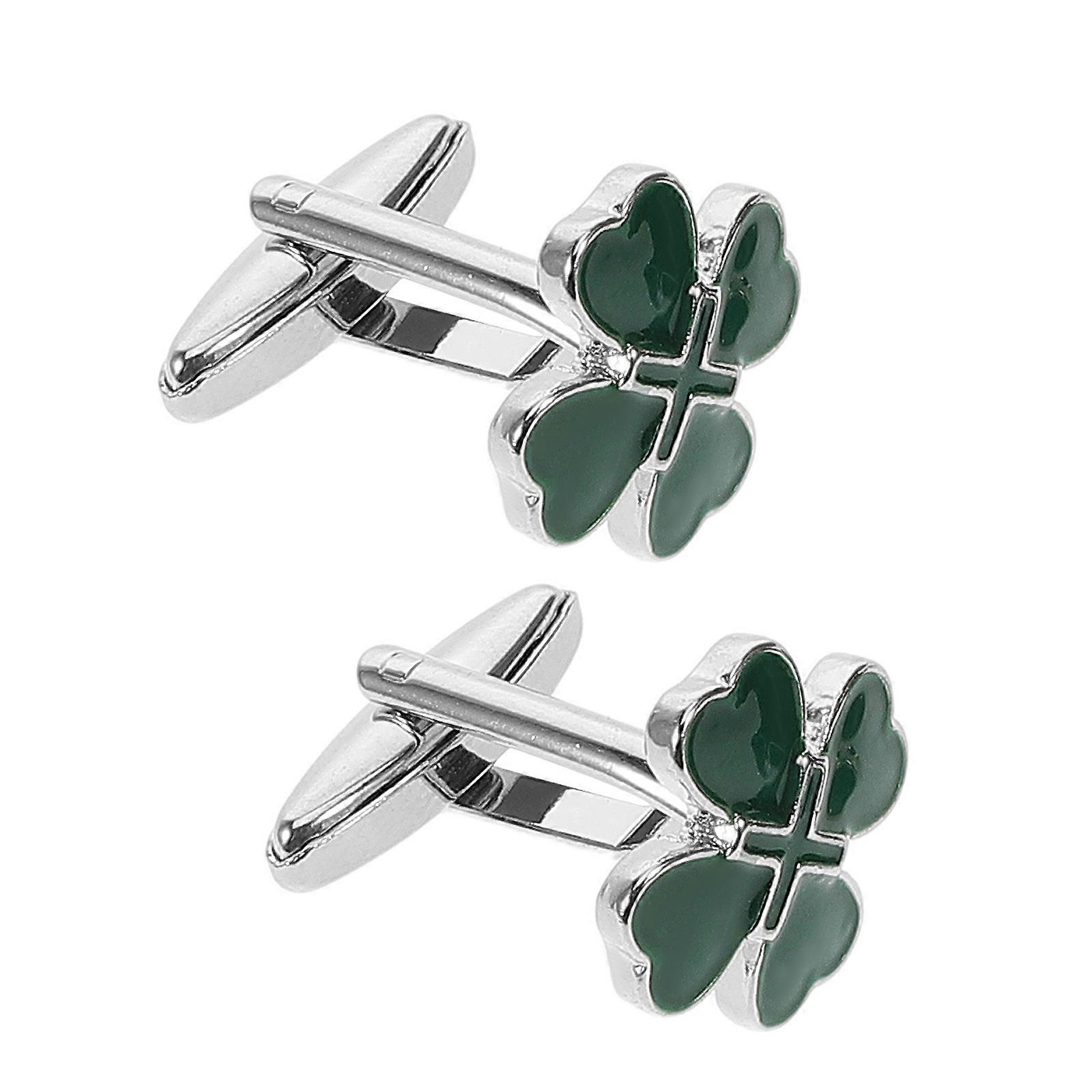 Mens Green Cufflinks Design St Patricks Day Party Favors Alloy Material Precision Craftsmanship 2Set