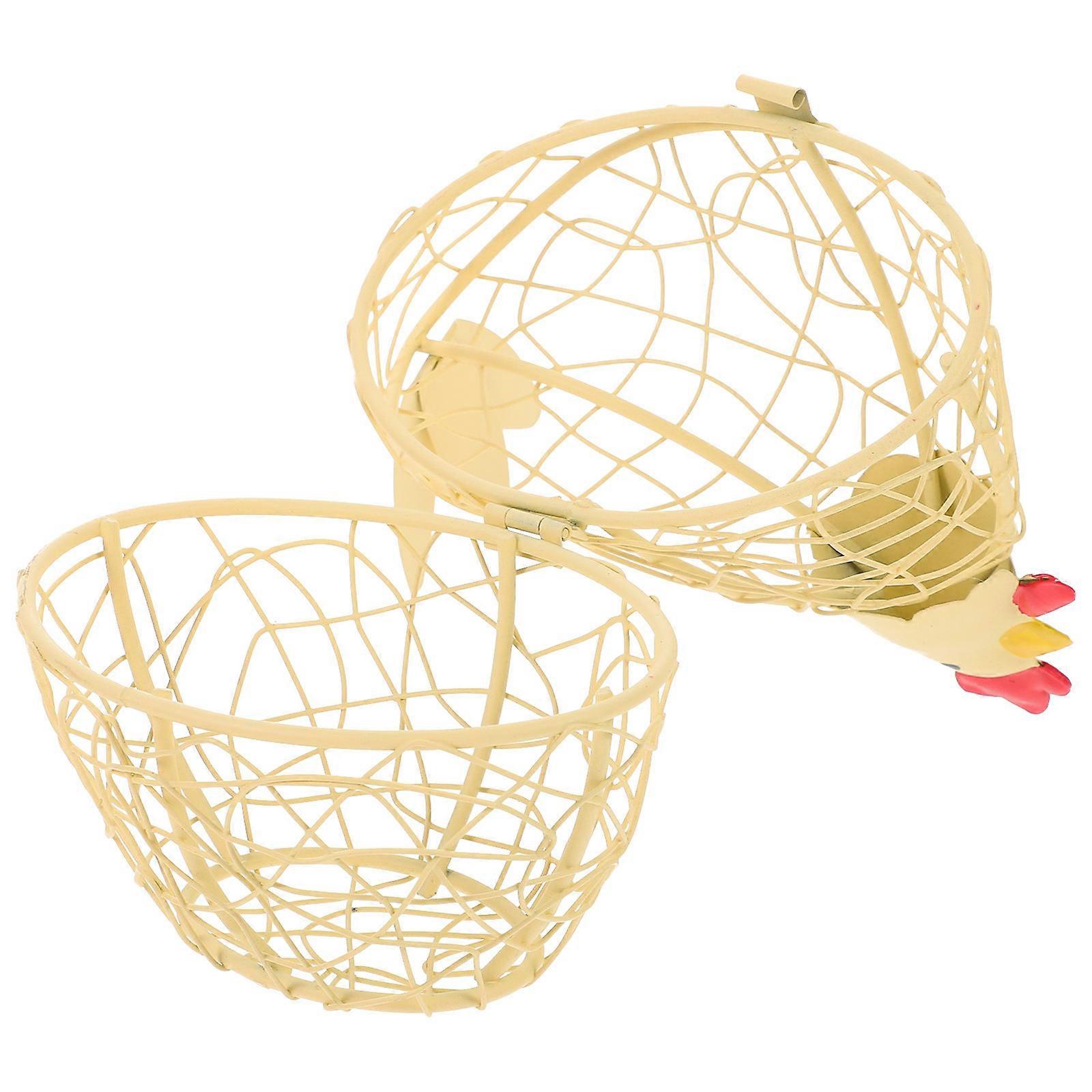 Sturdy Iron Hen Shaped Egg Basket – Multi Function Wire Mesh Kitchen Storage Rack for Home Decor and Organization