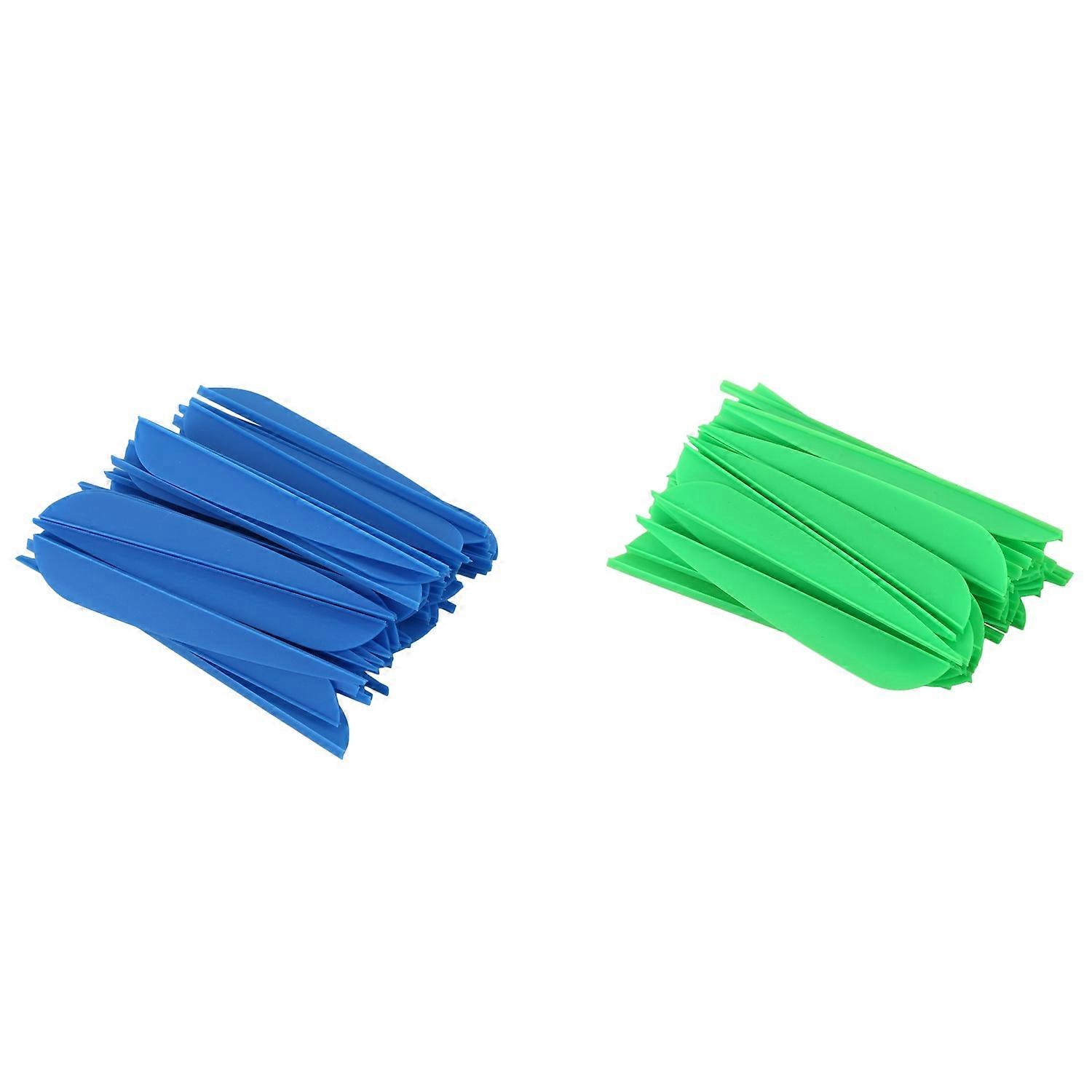 Arrows Vanes 4 Inch Plastic Fletching for DIY Archery Arrows 100 Pack(Blue&Green)