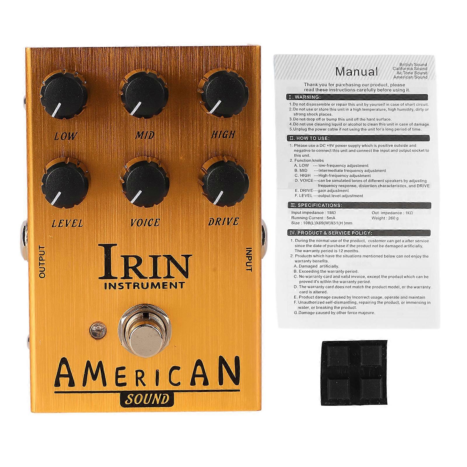 Electric Guitar Effects Drive Pedal Effector Simulating Guitar Distortion and Overdrive Effects AN 34 Gold