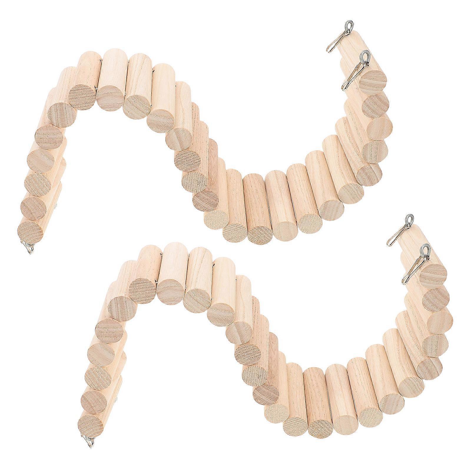 Wooden Hamster Bridge Toy with Arch Design for Pet Enrichment and Multiplayer Fun Beige