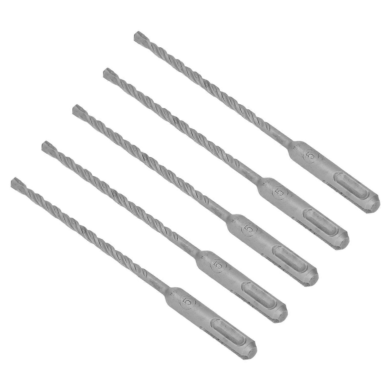 5 Pcs Rotary Hammer Drill Bit 160mm Length 2 Flute Self Centering Carbide Tip Impact Drill Bits for Brick Stone Concrete 5mm/0.2in 
