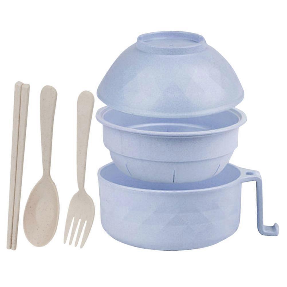 Multi-Functional Noodle Bowl With Lid For Kitchenware And Picnics In Sky-Blue Designed For Microwave Safe Use 1 Set