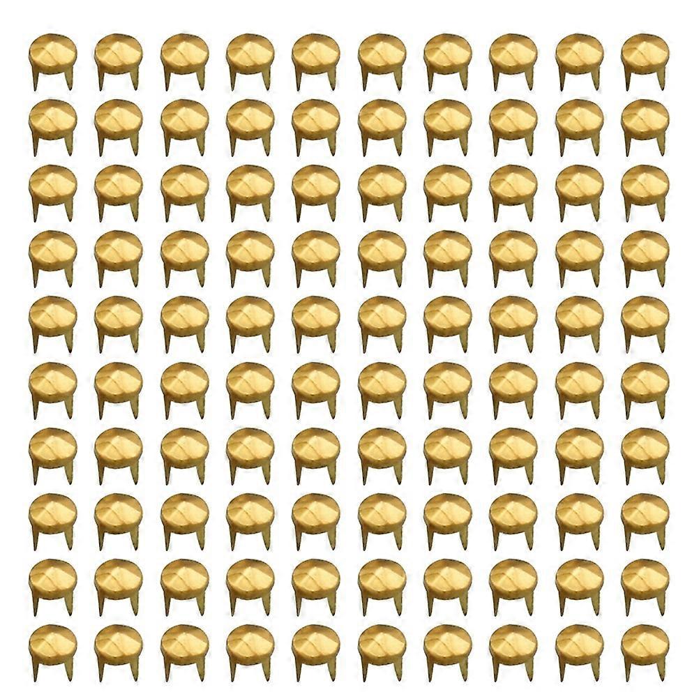 100pcs Hexagon Brass Prong Rivets For Diy Punk Shoes Clothing And Accessories Studs For Unique Style And Decor