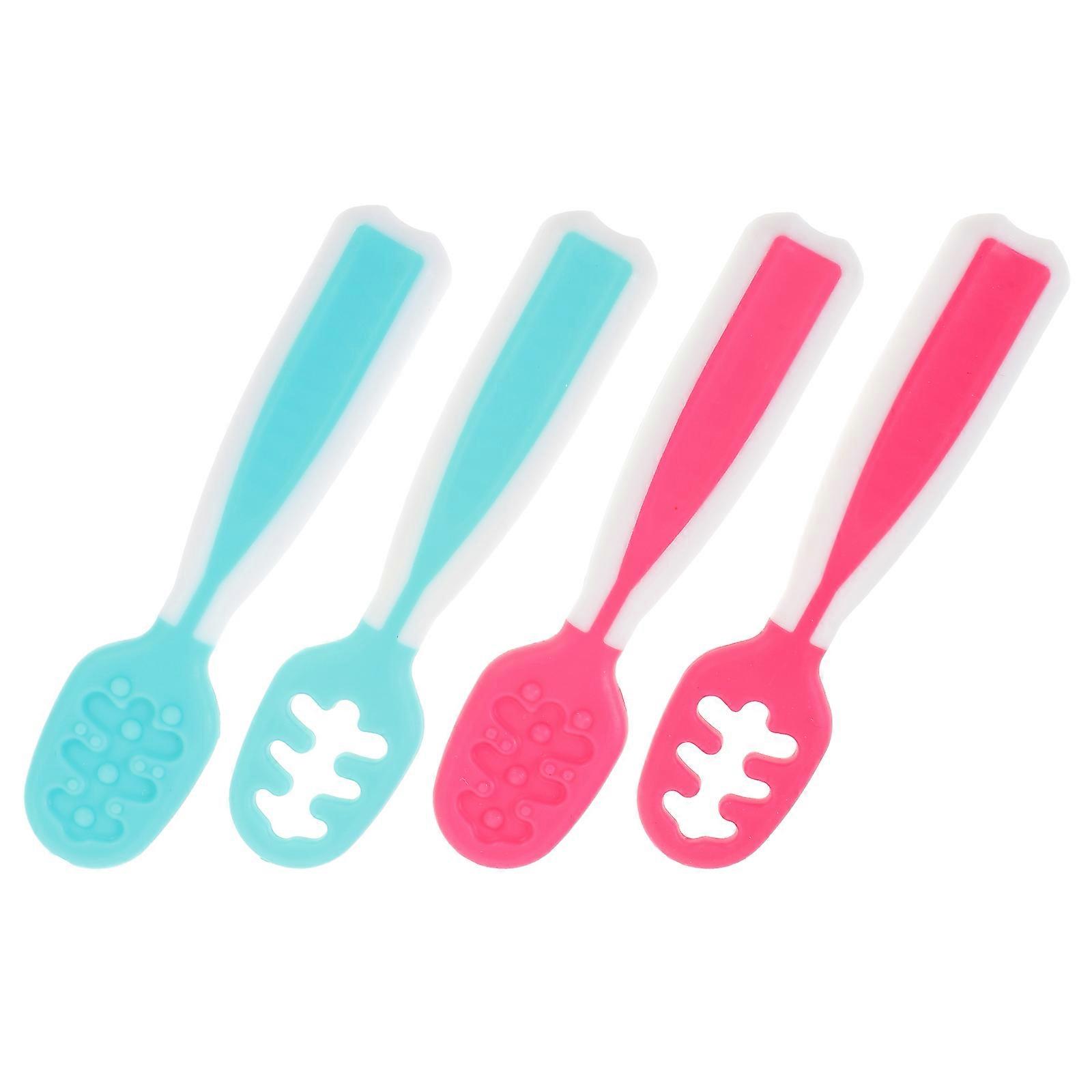 4pcs Cartoon Baby Spoons Baby Learning Feeding Spoon Toddler Learning Spoons
