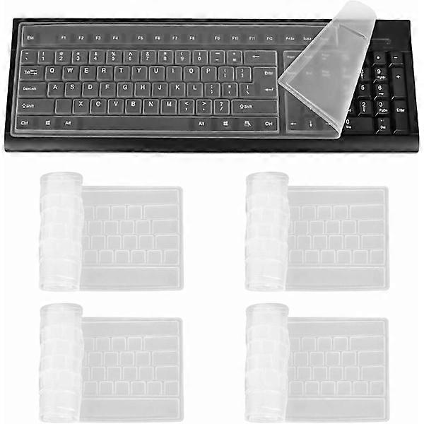4 pcs Keyboard Cover, Ultra-Thin Waterproof Silicone Protector for Desktop Computers, Keyboard Skin