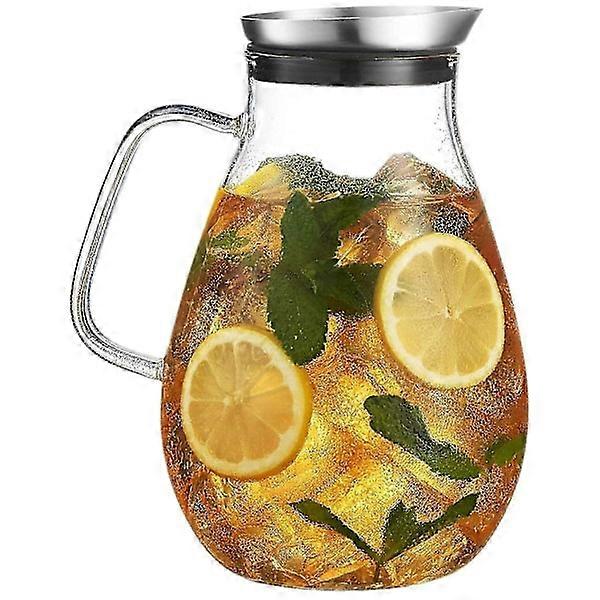 2500ml Glass Pitcher with Lid Beautiful Easy Drink Pitcher Glass Bottle with Handle Perfect for Cooling