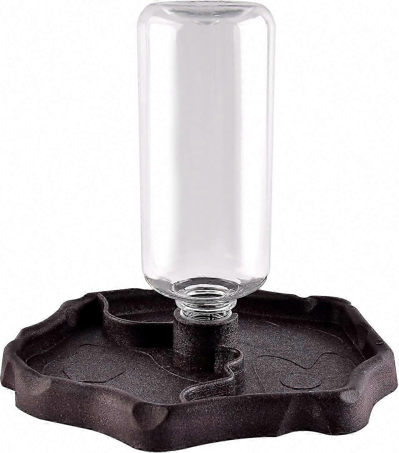 Reptile Water Dispenser, Turtle Drinker, Terrestrial Turtle Feeder, 2 in 1 Anti-Overflow Food Dispenser Plastic Bowl Accessory - Brown