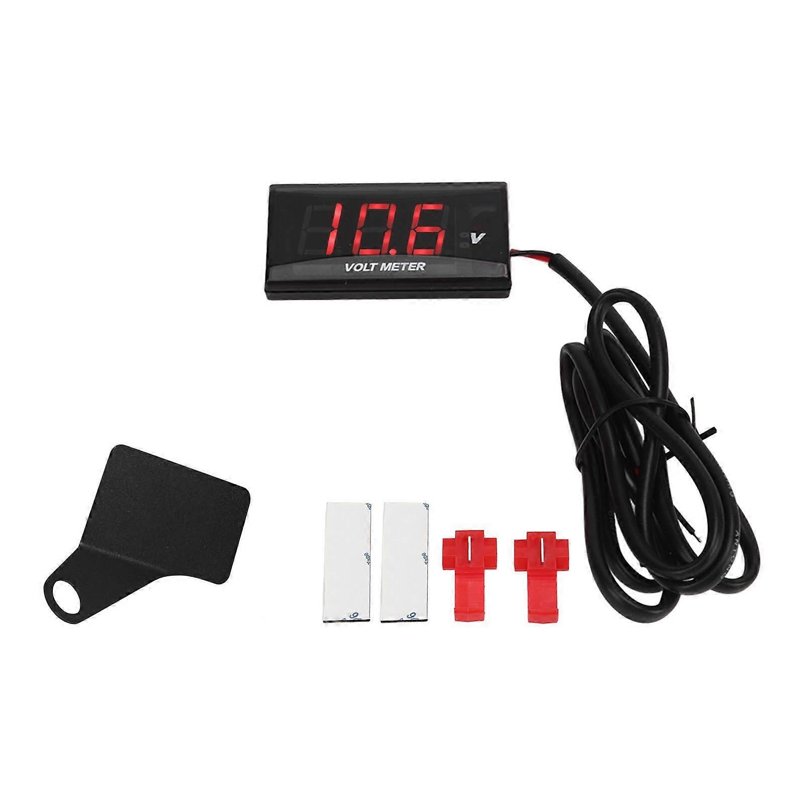 Voltímetro de motocicleta LCD à prova d'água ultra fino DC12V suporte esquerdo incluído