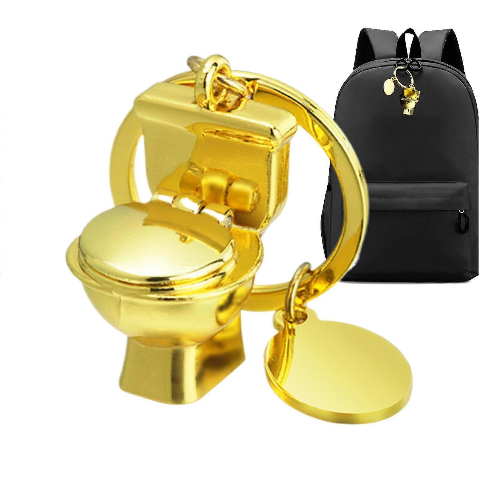 Toilet Key Fob Metal Keychain Tag | Unisex Handbag Accessory | Gold Portable Restroom Key Fob