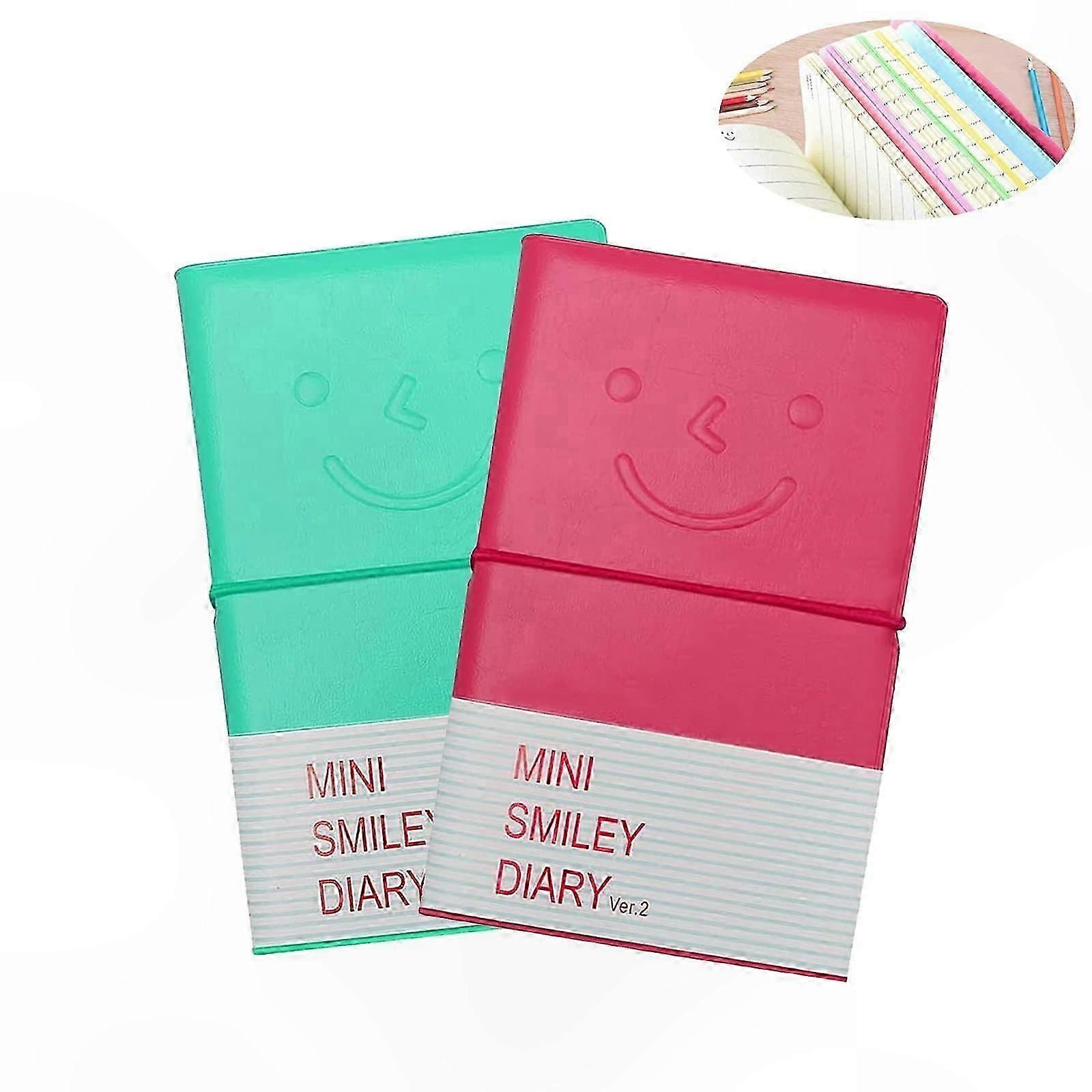 2-Pack Small Memo Pads with Elastic Band and Faux Leather Cover, 100 Sheets per Notebook, Portable Travel Notepad Set