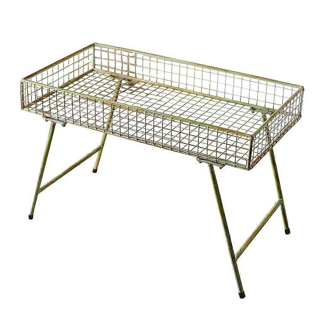 Plant stand, flower stand with retro wrought iron frame, multifunctional storage table, decorative display elements