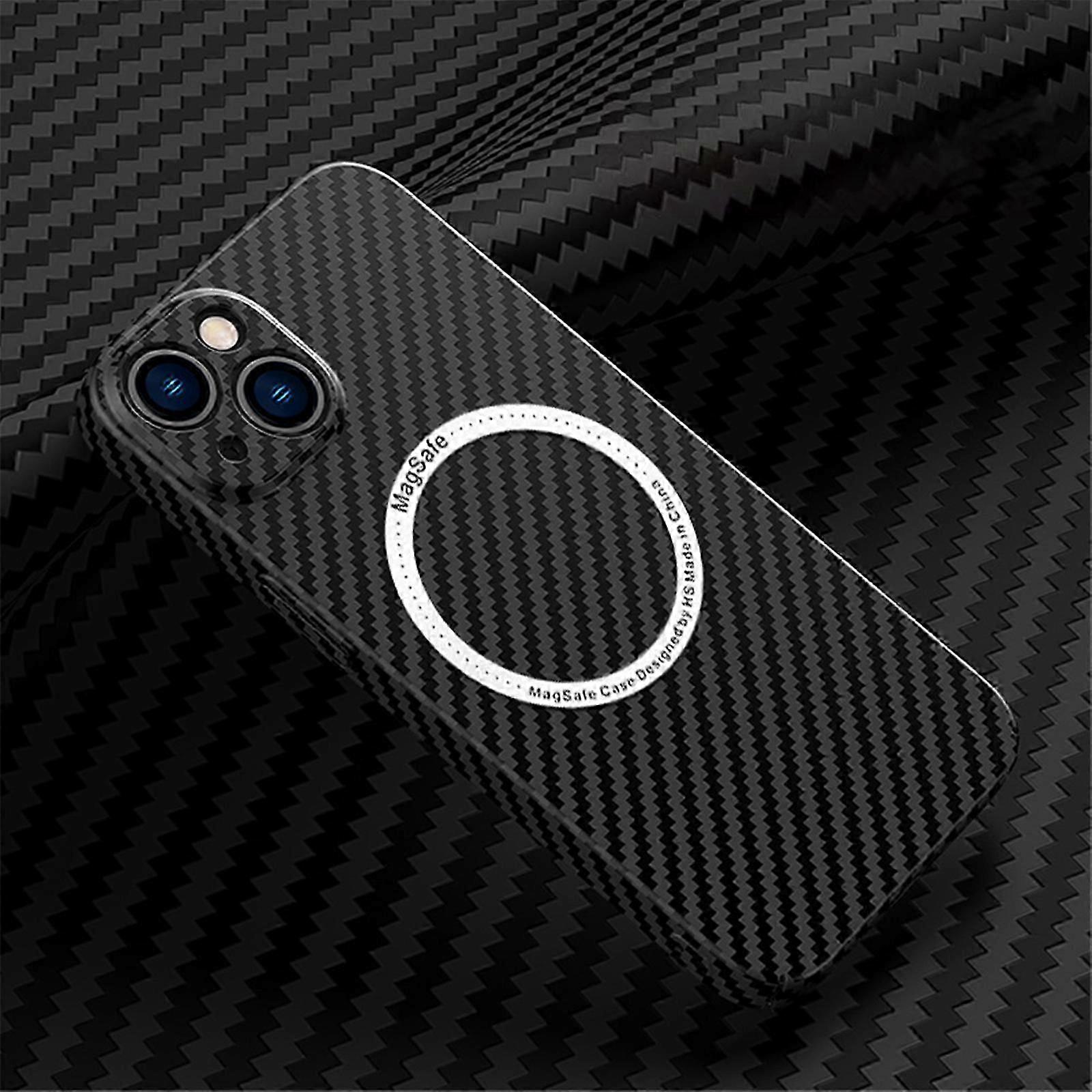 Carbon Fiber Protector Case for iPhone 15, Support Wireless Charging Protective Case with Magnetic for iPhone 15, Military Grade Shockproof Protection