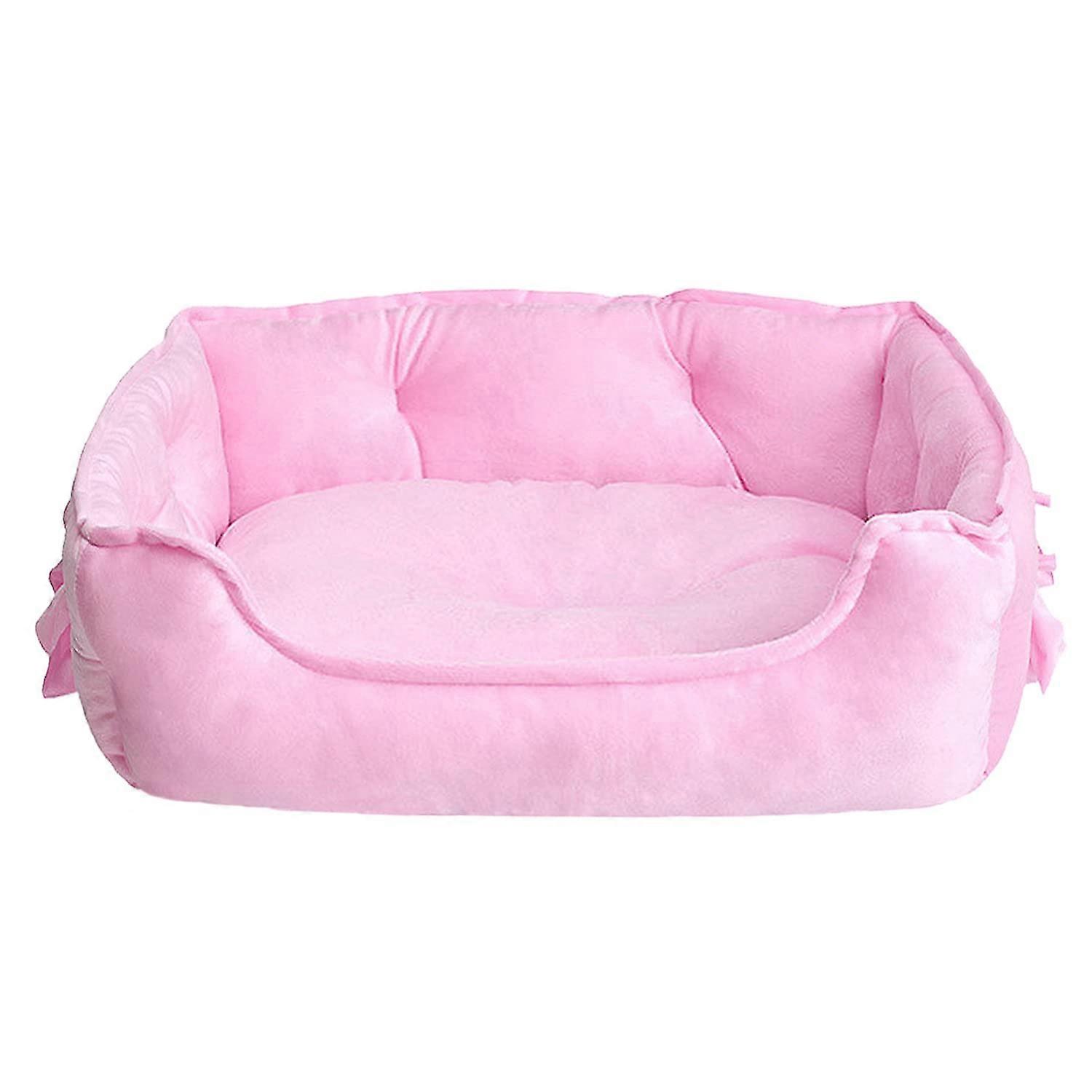 Pink Dog Bed for Small Dogs, Soft Breathable Cat Sofa, Washable Non-Slip Pink Kitten Bed for Indoor Use, Size S