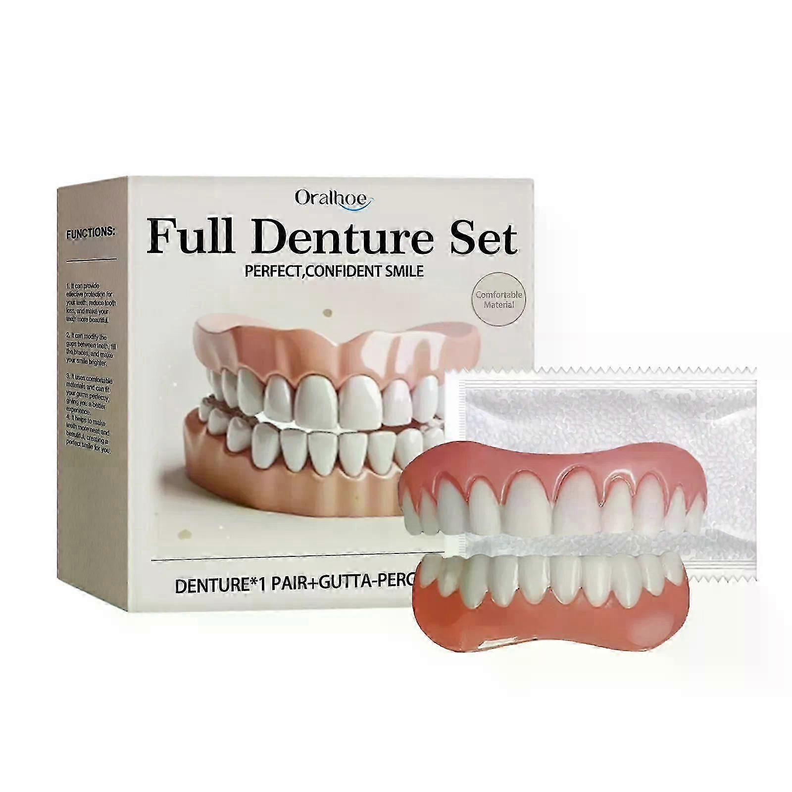 Silicone Reline Denture Set,Silicone Dentures Set,Silicone Soft Dentures Repair, Denture Repair Kit, Soft Denture Reline Kit for Men and Women