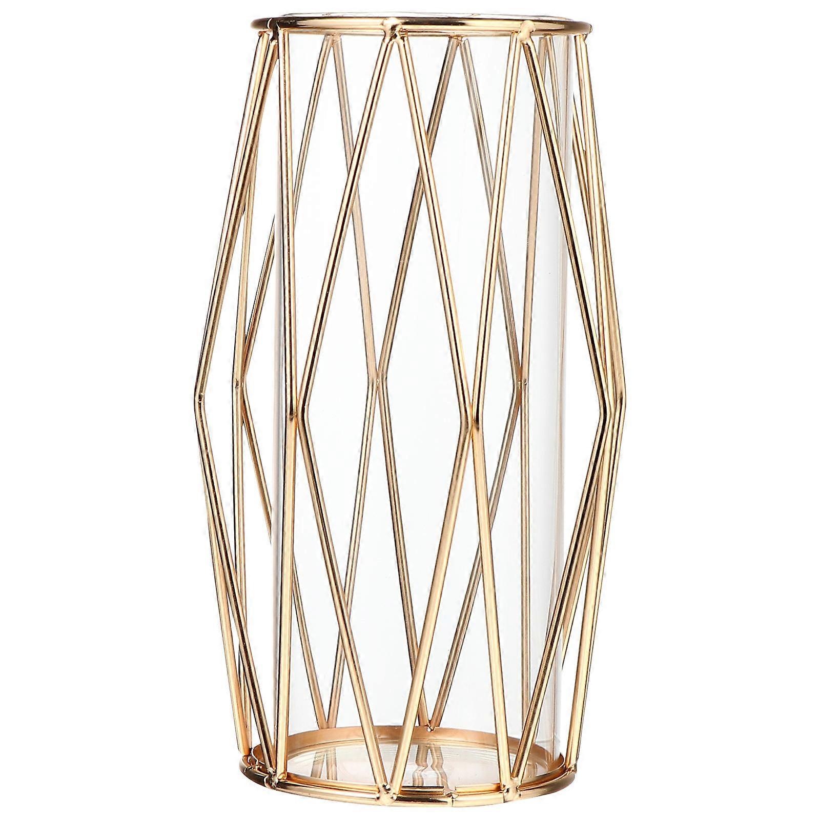 Geometric Decorative Vase Hydroponic Container For Home And Office Decor Golden 1Pack